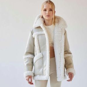 UO Willa faux leather Sherpa jacket
